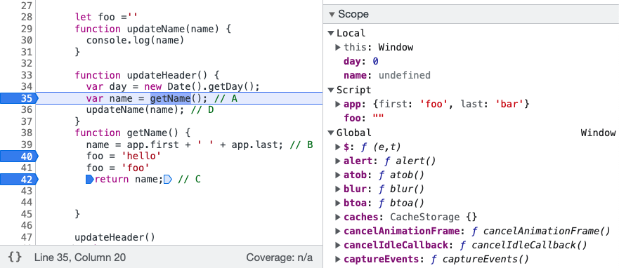 Chrome Debugger pannel Scope