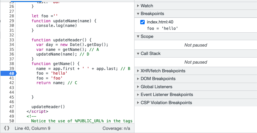Chrome Debugger pannel Watch